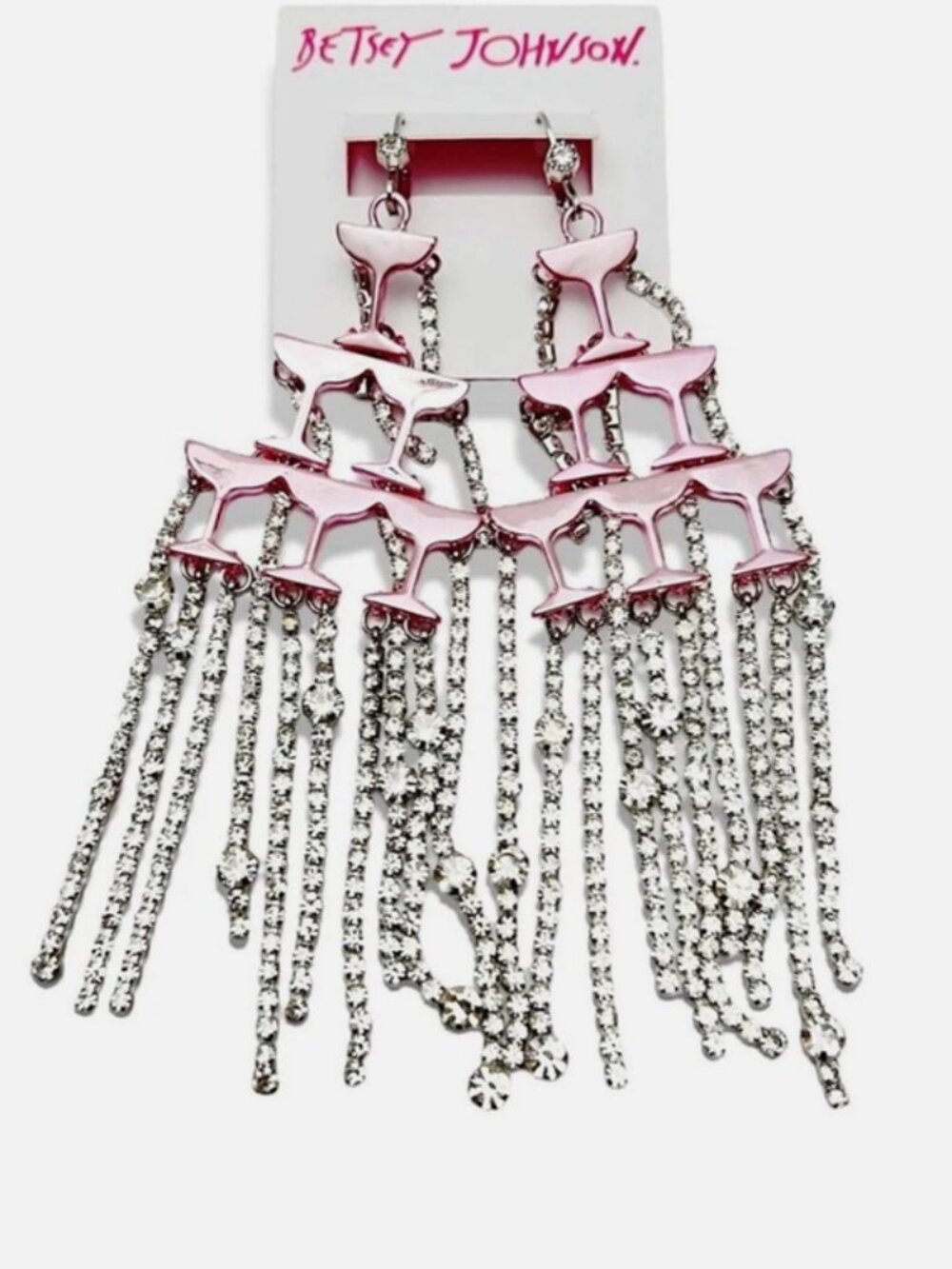 Betsey Johnson Going All Out Champagne Chandelier Earrings Pink New Years